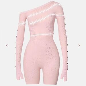 Poster Girl Ivy Rhinestone Jumpsuit Rose Quartz
